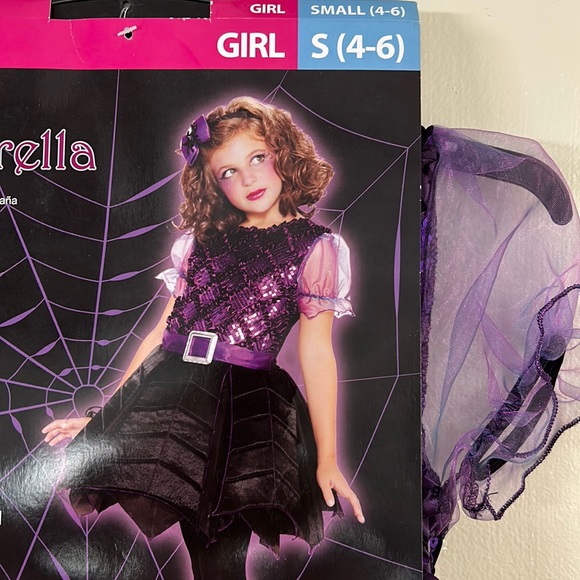 NWT Adorable Spiderella Costume size Girl SM 4-6 Pull over Velcro back closure - Picture 8 of 11